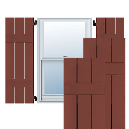 Ekena Millwork Exterior 3 Board (2 Batten) Wood Pine Board-n-Batten Shutters, Country Redwood PR, RWB12X076RWP RWB12X076RWP